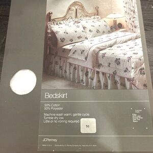 JC Penny Embroidered Floral Lace Bed skirt , Queen Size